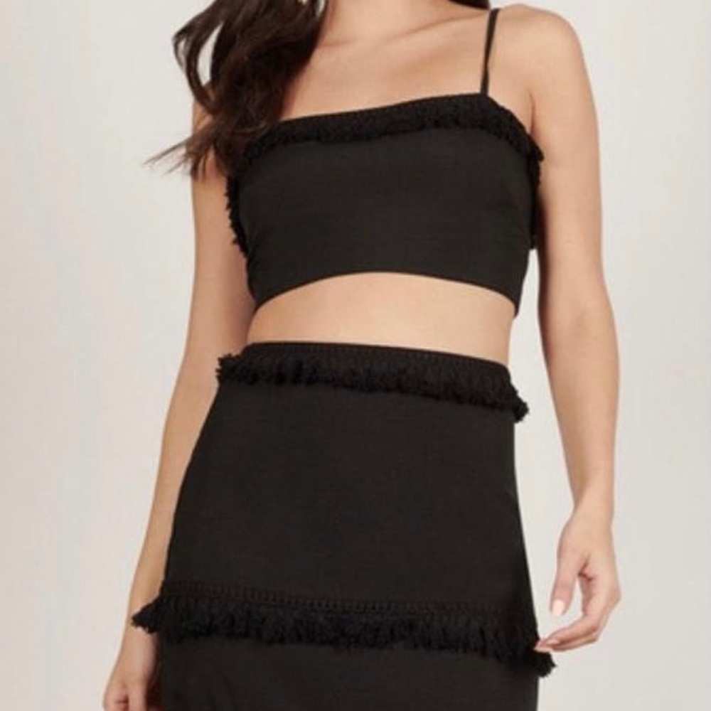 Two Piece Tassel Skirt Set Black - Picture 5 of 7